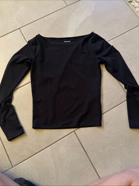 Hollister Black Long-Sleeve Boatneck Top